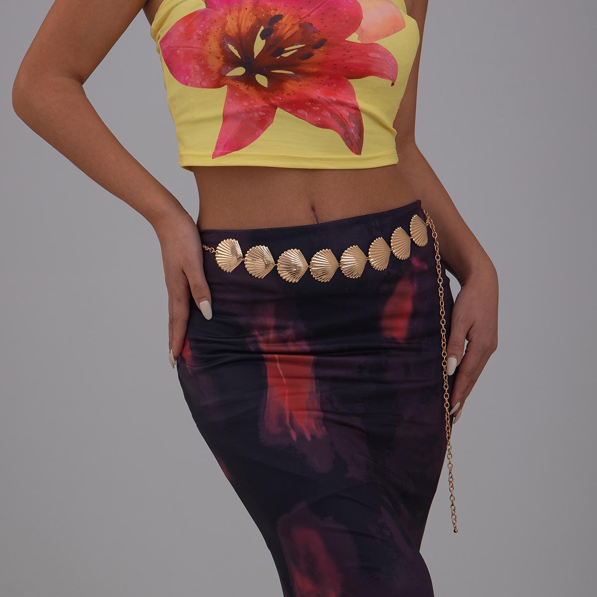 Beach Vacation Fan Shell Waist Chain Female Waist Chain Sexy Metal Chain Body Chain