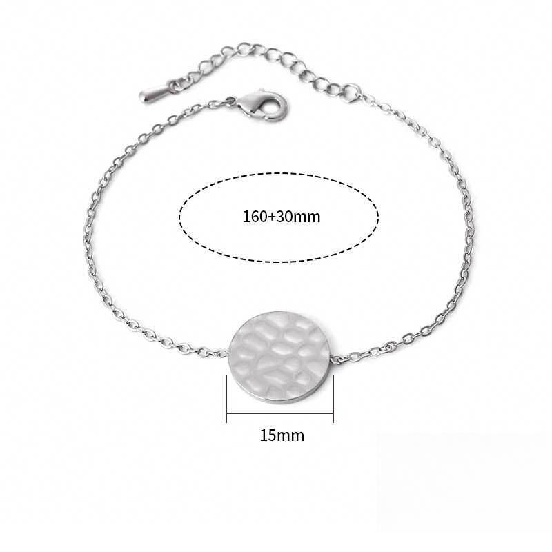 Personalized Simple Concave Round Bracelet for Women's Retro Stylish Round Hammer Pattern