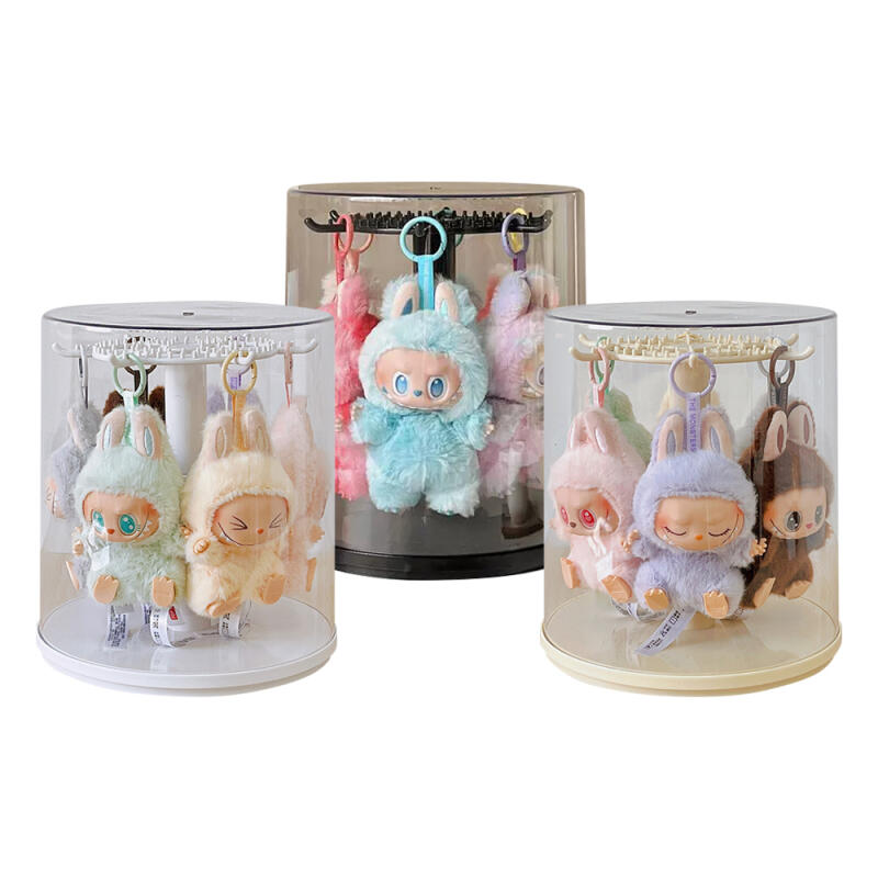 Rotating Clear Acrylic Doll Keychain Storage Box Accessory Organizer