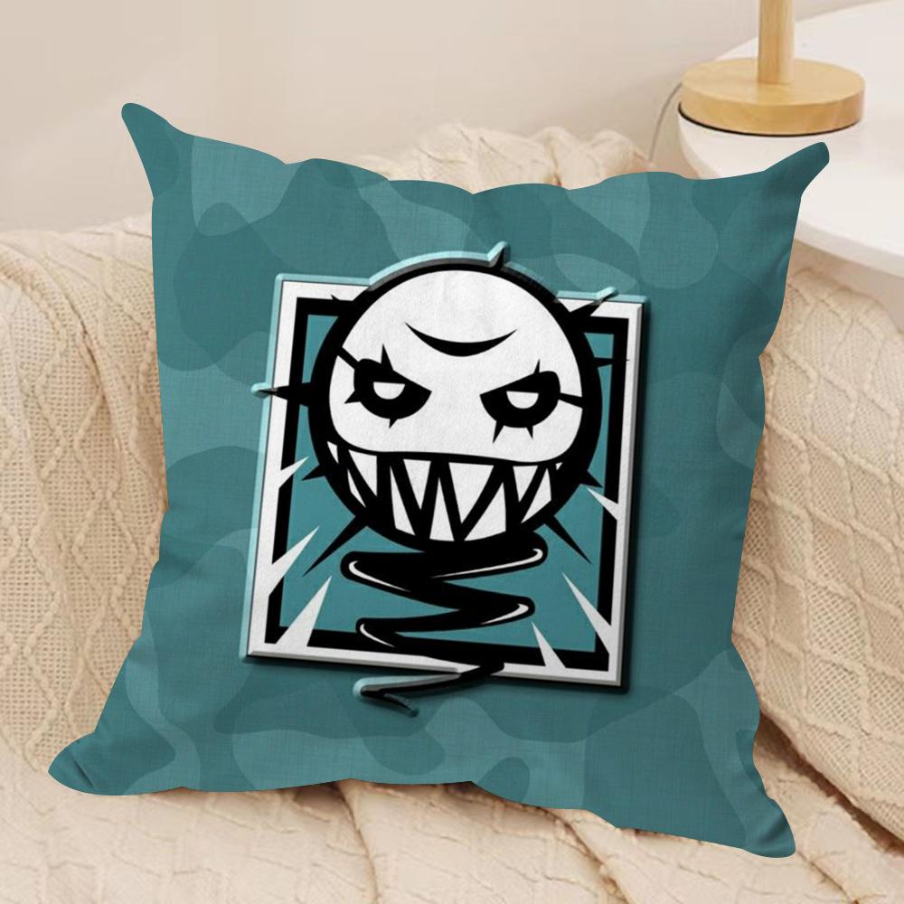 RRainbow Six SSiege Cushion Cover Silky Short Plush DoubleSided Printed Pillow Case for Sofa All Seasons Home Decor Gift