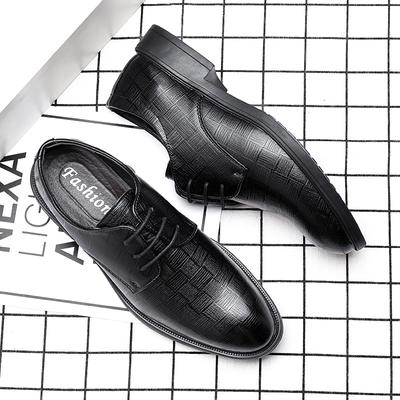 Leather Shoes Men's Business Dress High-end Sense Pointed Head Inner Height Increase Casual Shoes British Groom Wedding Leather Soft Leather Suit