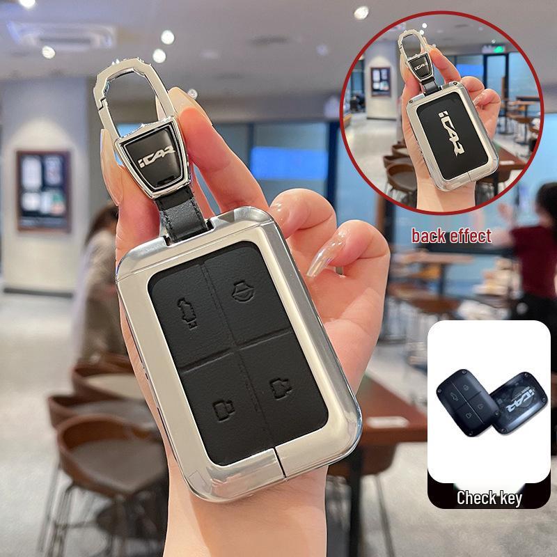 Chery iCAR V23 Key Case: Smart Bluetooth Remote Protective Metal Leather Cover