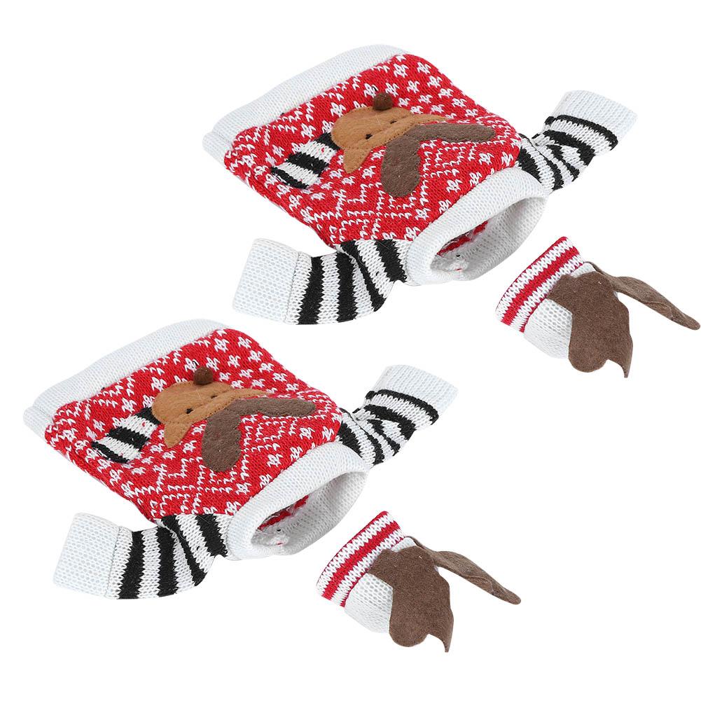 2PCS/Set Cute Christmas Elk Wine Bottle Cover Champagne Bottle Knitting Sweater for Party