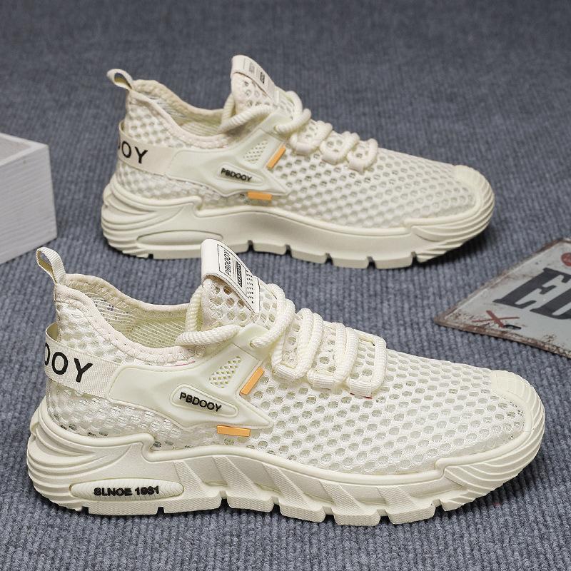 Coconut Men's Shoes Summer Breathable Fly-woven Mesh Shoes Men's Outdoor Sports Shoes Soft-soled Quick-drying Running Casual Shoes
