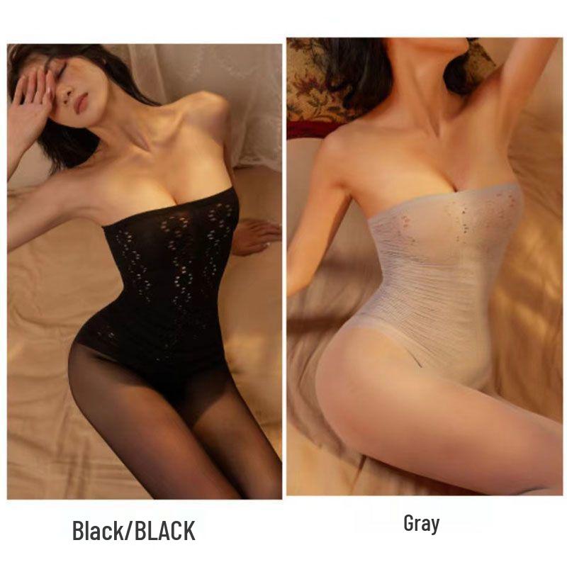 3-farbiger Patchwork-Netz-Bodystocking: Offener Schritt, Schnellverschluss, Verführerisches Schwarzes Seiden-Fischernetz für Mitternachts-Charme Flirten