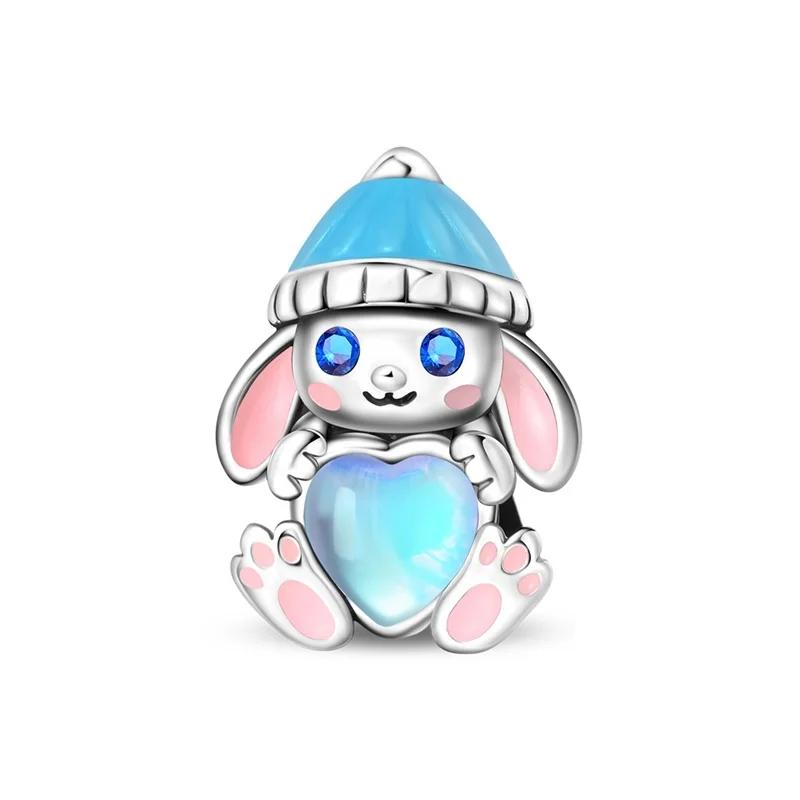 Cute Cartoon Animal Charms 925  Silver Dragon Bear Dog Quirky Funny Pendent Metal DIY Beads Necklace Bracelet Creativity