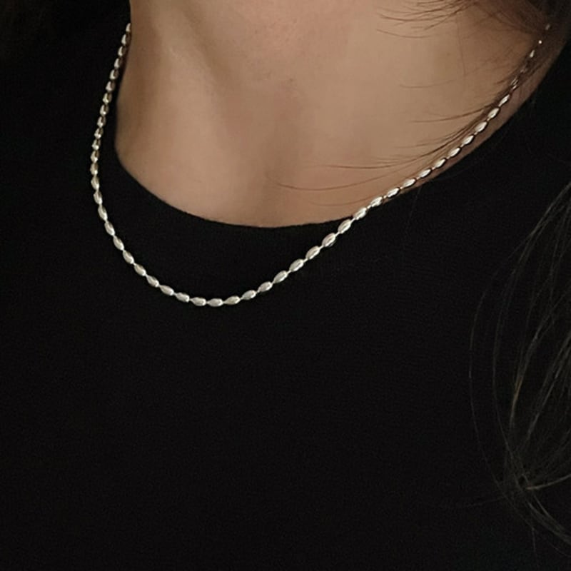 

oar Riz Silver Necklace 40+4cm