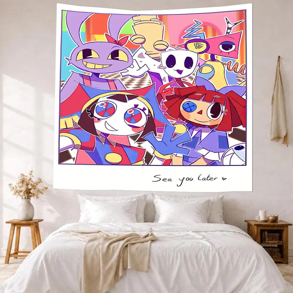 Digital Circus Wall Decor Tapestry Art For Pet Memorial Birthdaywedding Party Backdrop Family Gift