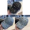 Womens Adjustable Denim Cap With Sparkling Rhinestones And Sunshade For Casual Wear