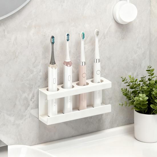 Uchwyt na szczoteczki do zębów montowany na ścianie bez wiercenia, stojak na szczoteczki do zębów elektryczne i manualne, pasta do zębów, organizer łazienkowy