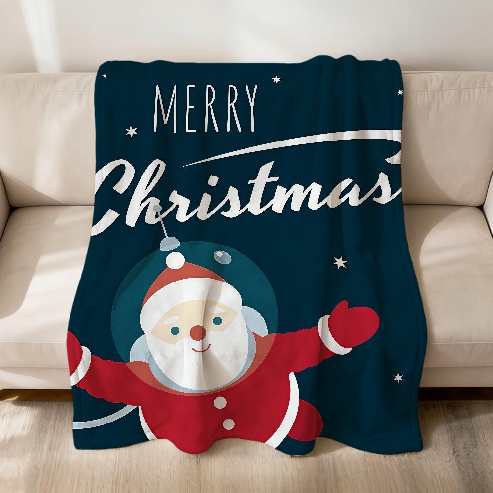 

cute fashion art Christmas Santa Claus Flannel soft warm plush blanket sofa living room pet hogar bedroom gift home Car portable 75x90cm