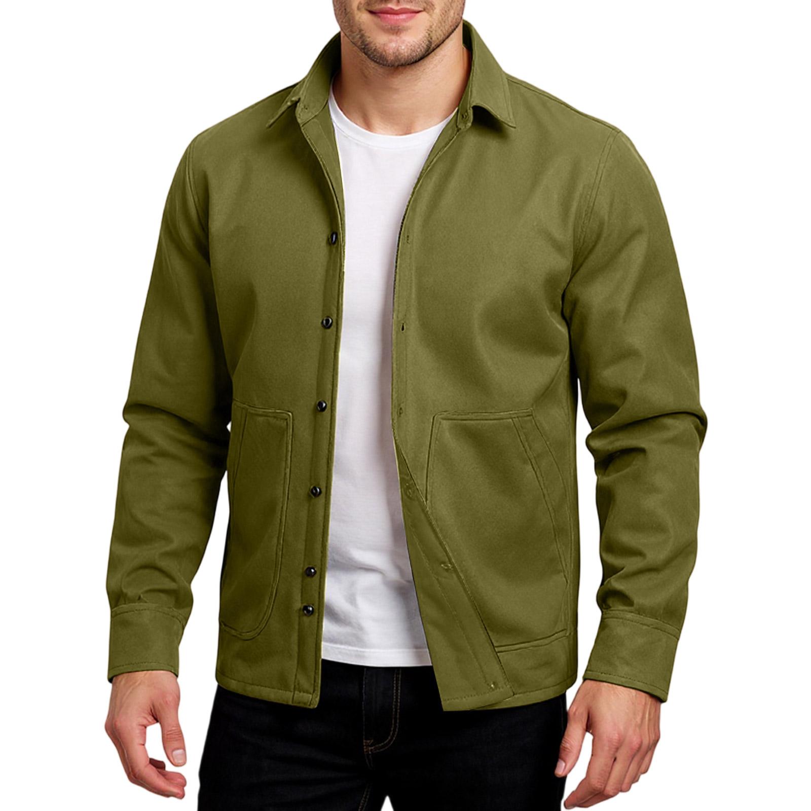 

Men S Shirt Paired With Casual Sports Warm Shirt And Double Pocket Jacket L
