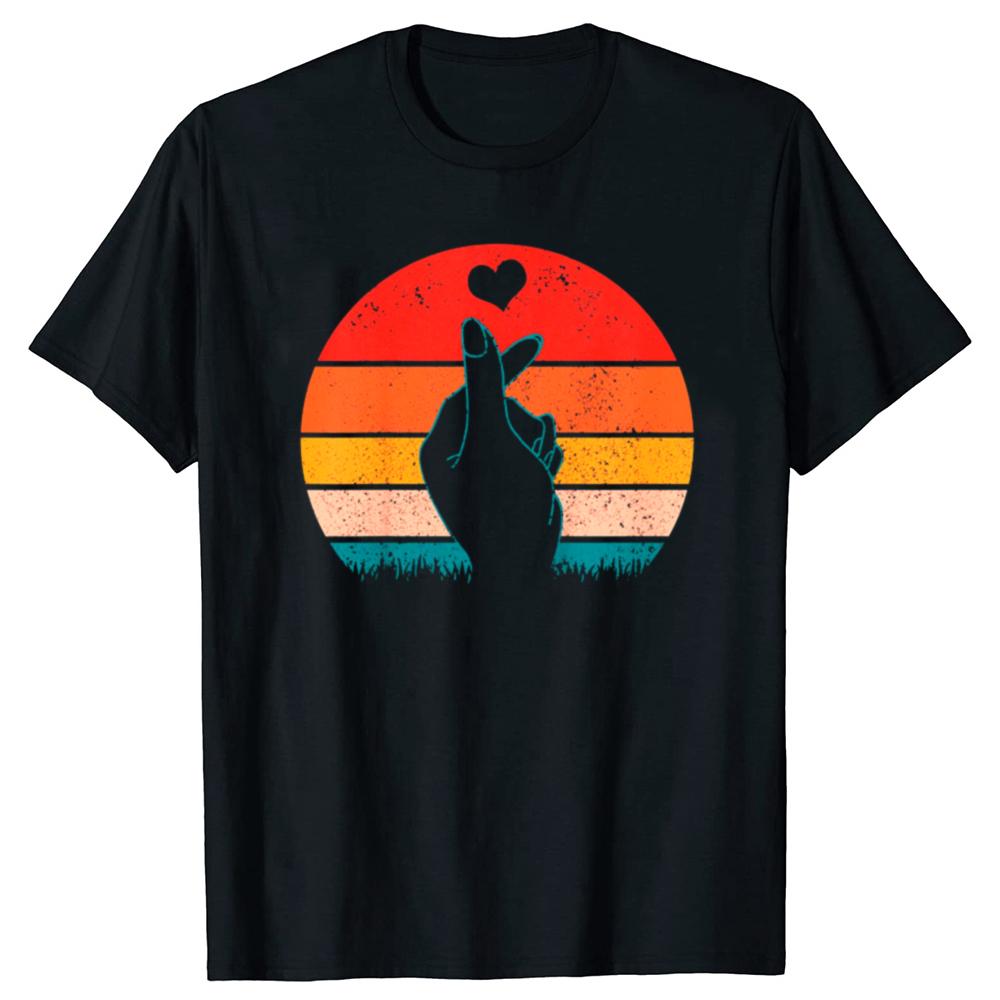 KPop Heart Hand Symbol Korean Pop Vintage T Shirts Graphic Cotton Streetwear Short Sleeve Birthday Gifts Tshirt Mens Clothing