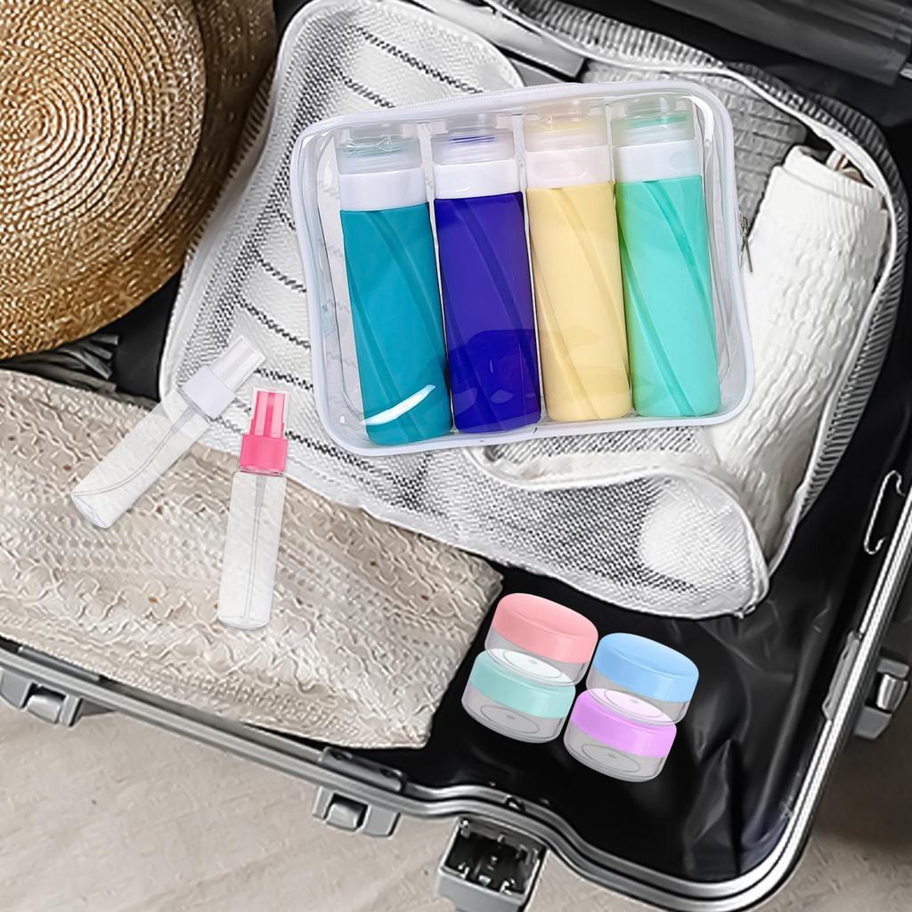 Leak Proof Travel Bottles Set Empty Toiletry Containers for Shampoo Lotion Vacation Camping Travel Shower Essential Organizer