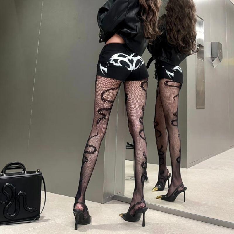 

1 Fashionable and Sexy Snake Shaped Fishing Net Sock for Women, Cute Pantyhose, Leggings 15-20Y чорний
