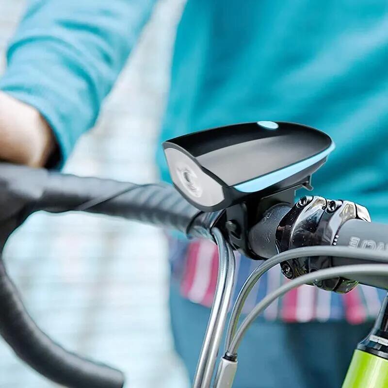 Black Bicycle Light USB Led Waterproof With Horn Mountain Bike Dark Night Outdoor Riding Headlight