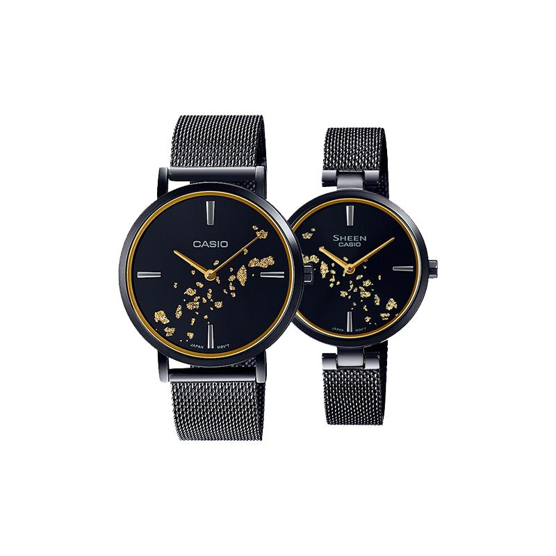 

Casio watch series - round disc, simple double-needle design, ultra-thin waterproof, quartz movement, metal strap, Japanese and JLV-C100BM-1AUPFJ чёрный