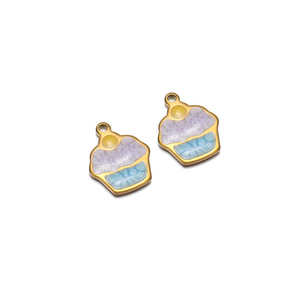 20pcs Stainless Steel 10mm Enamel Ice Cream Girls Bracelet Pendants Decoration Kids Summer Necklace Charms DIY Jewelry Making