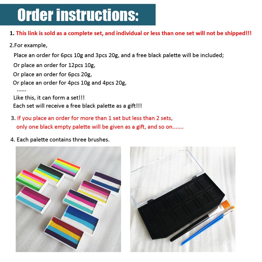 DIY Festival Art Neon Make Up Kids Face Painting Kit Professional Water Based Rainbow Split Cake Face Body Paint Palette