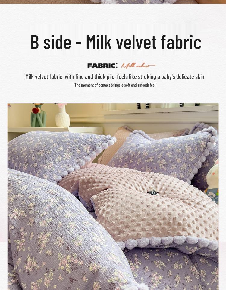Thickened Bean Velvet Duvet Cover, Double-Sided Milk Velvet, for Autumn/Winter Warmth, Ideal for Student Dormitories