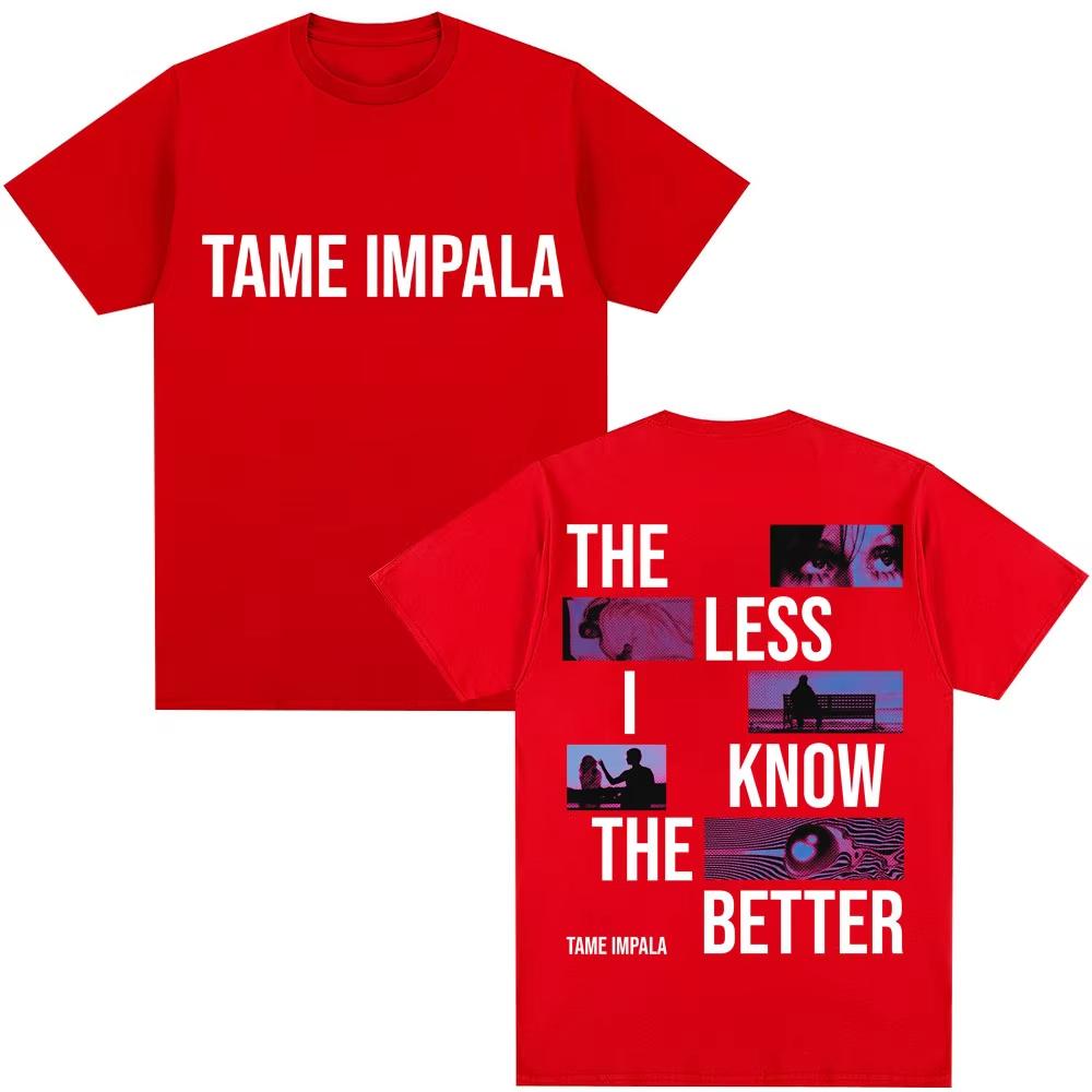 Рок-группа Tame Impala The Less I Know The Better Футболки Мужские Винтажные Хип-хоп Готические Хлопковые Повседневные Оверсайз Футболки S