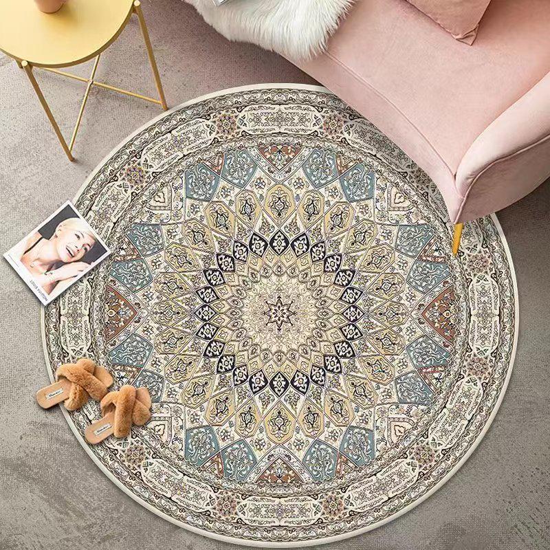 Vintage Crystal Velvet Round Carpet - Large Area Living Room Coverage
