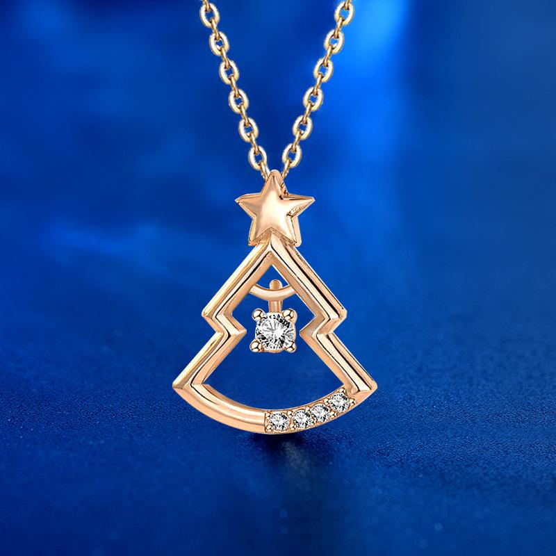 

Ожерелье в виде рождественской елки из стерлингового серебра 925 пробы, сто одинаковых цирконов, кулон в виде ключицы, аксессуар, рождественский подарок, аксессуары