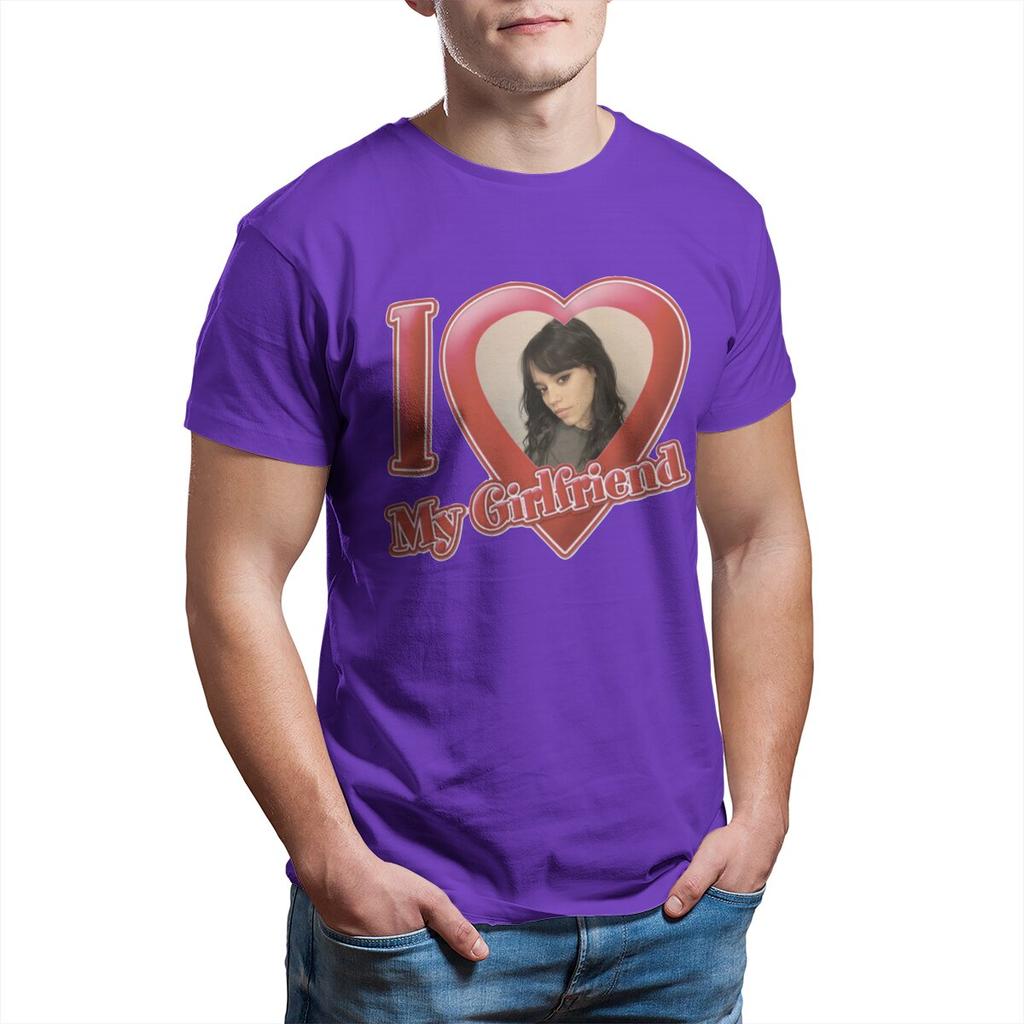 I Love My Girlfriend Jenna Ortega T Shirt for Men Pure Cotton Vintage T-Shirt Round Collar  Tees Short Sleeve Tops 4XL 5XL