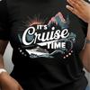 Women'S Casual Crew Neck T-Shirt with Cruise Graphic Print, Knit Fabric, Medium Stretch, All-Season Comfort Tee For