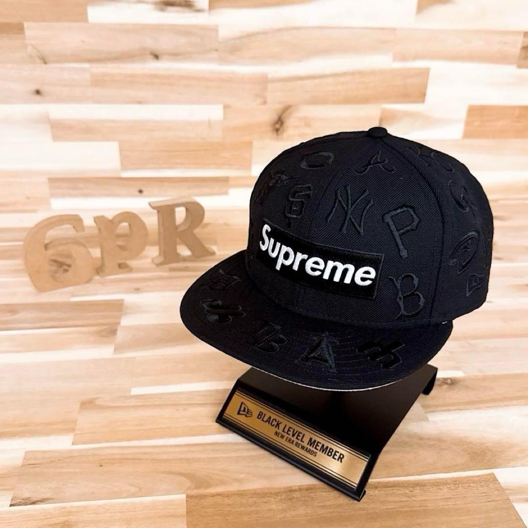 

[USED] Extremely rare New Era x Supreme limited edition collaboration MLB team logo cap in black and white
