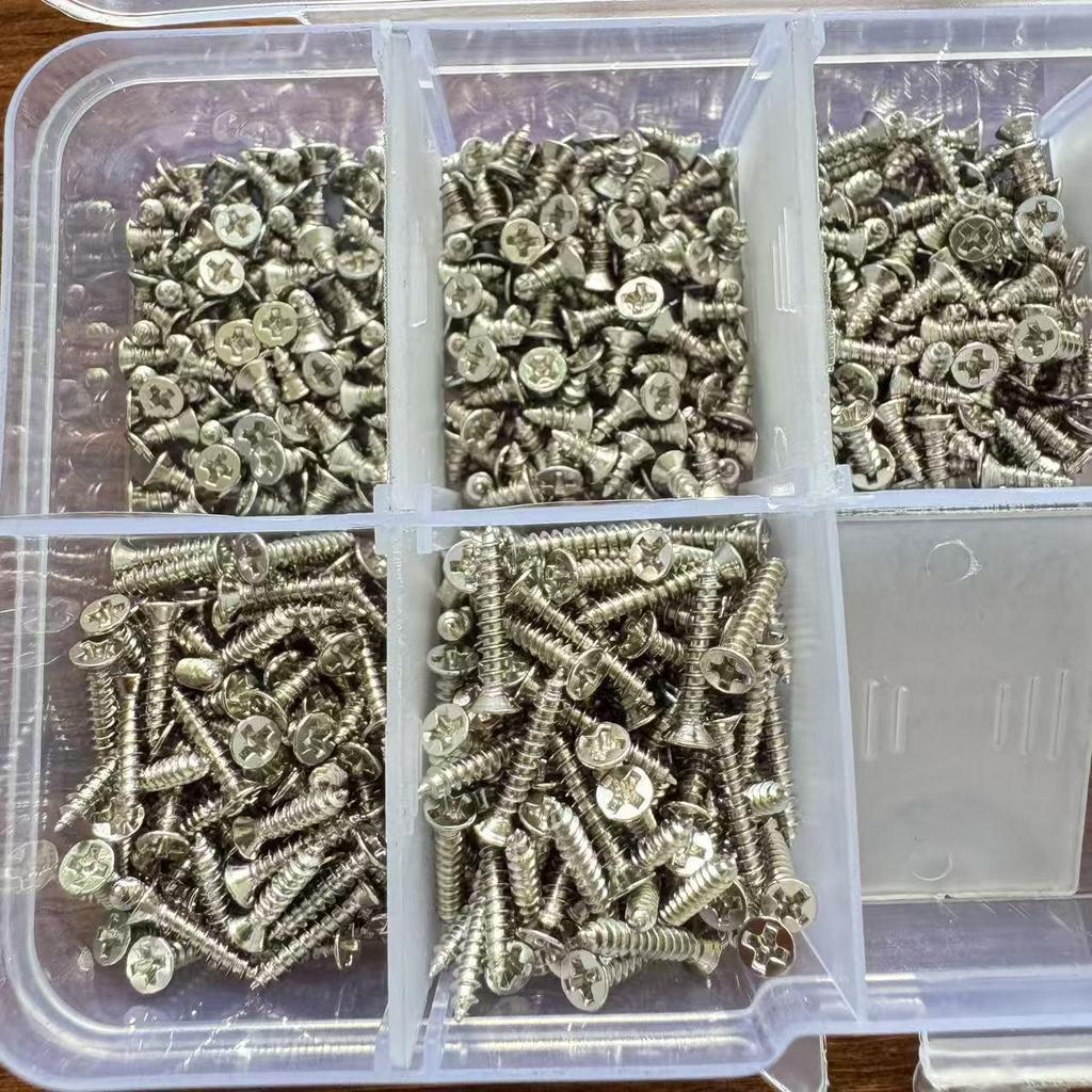 Karbon Çelik M2 Gümüş ve Siyah Havşa Başlı Kendinden Matkaplamalı Vidalar Seti, 800 ADET, Yıldız, 4-14 Boyut.