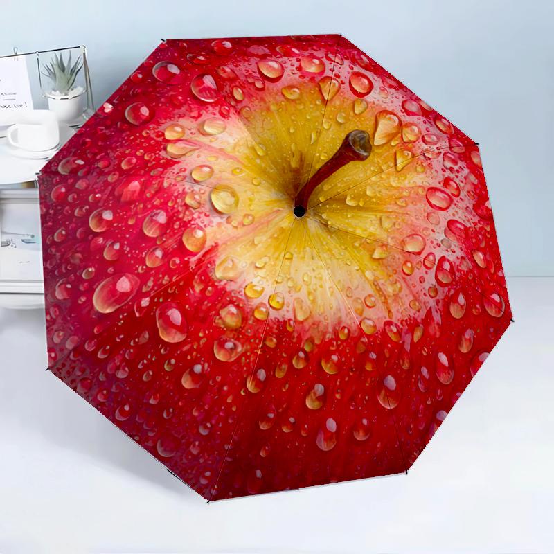 Wet Apple Close-up 8-Frame for Travel, camping, Casual Lightweight Portable Umbrella, Essential for every family Holidays Birthday Gift