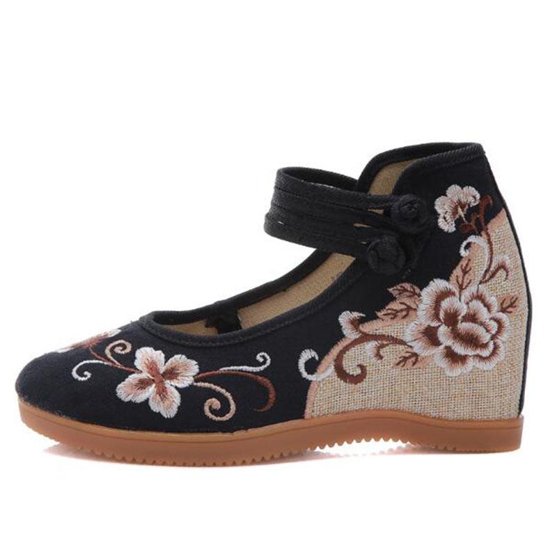 

Мода Comemore 2025 Высокие каблуки Женские туфли-лодочки Танкетки Этническая вышивка Китайская обувь Женская Весенняя Повседневная Мэри Джейн Женские Летние Сандалии 41 чёрный