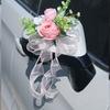 Elegant Blue Bridal Car Mirror Plant Ornament Synthetic Cloth Arrangement For Outdoor Wedding Event