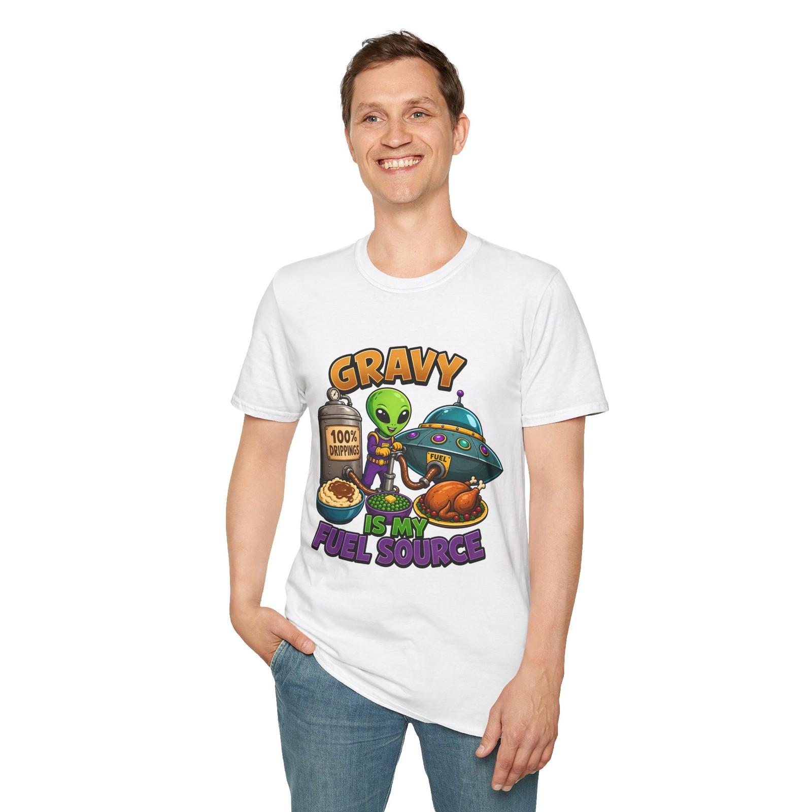 Thanksgiving Alien Food Funny Space Cartoon Unisex Softstyle T-Shirt S