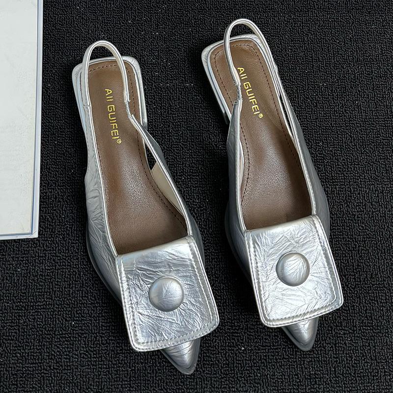 Fashion Fashion Shallow Women Low Heel Sandals Shoes 2025 Female Slip On Footwear Slingbacks Pointed Toe Ladies 3cm Heel Sandals Shoes