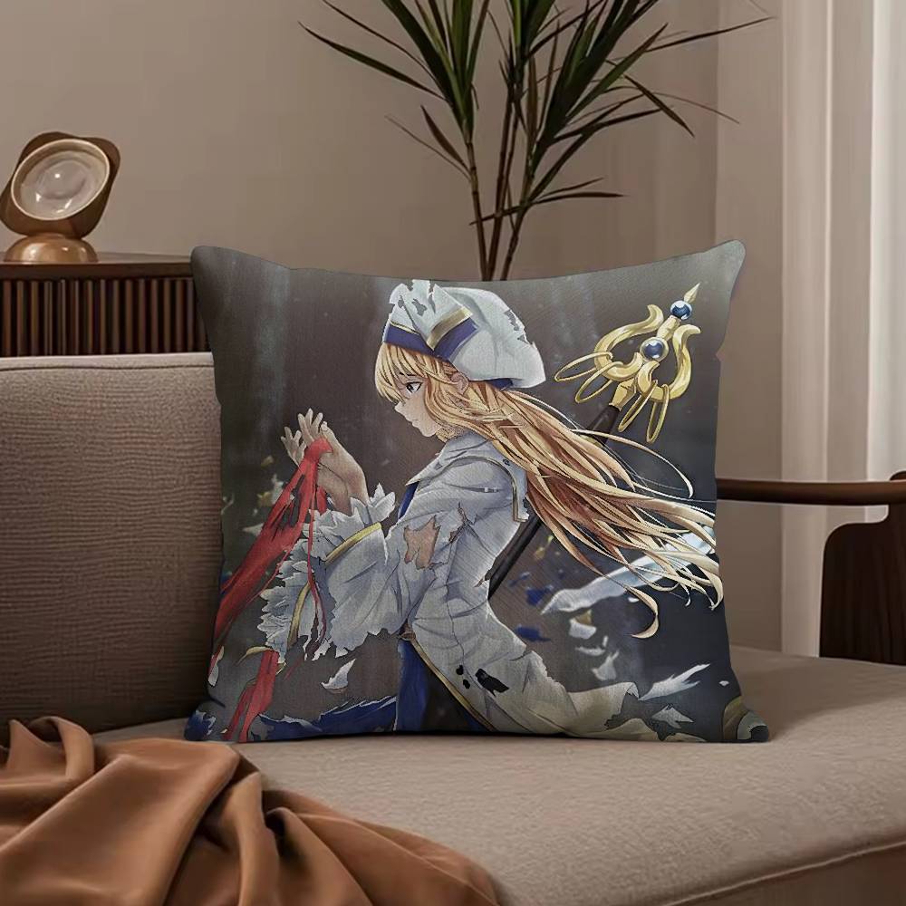 Anime G-Goblin S-Slayer Pillow Case Anti-dustmite Pillowcase Invisible zipper silky short plush Sofa cushion cover