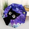 1pc "Starry Night Cat" Automatic Open 8-Rib Windproof Umbrella, Travel & Commuting, Suitable for All Seasons