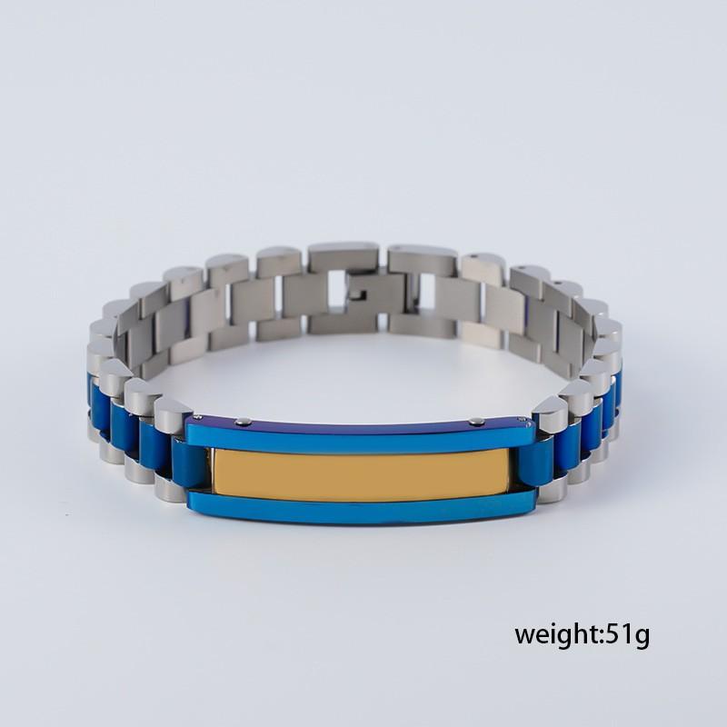 Mens Titanium Steel Geometric Bracelet With Zircon Inlay Custom OEM Dropshipping