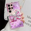 Diamond bow metal paint glass phone case suitable for Samsung Galaxy S26 S25 S24 S22 S21 S20 FE/Ultra/Plus anti drop back cover