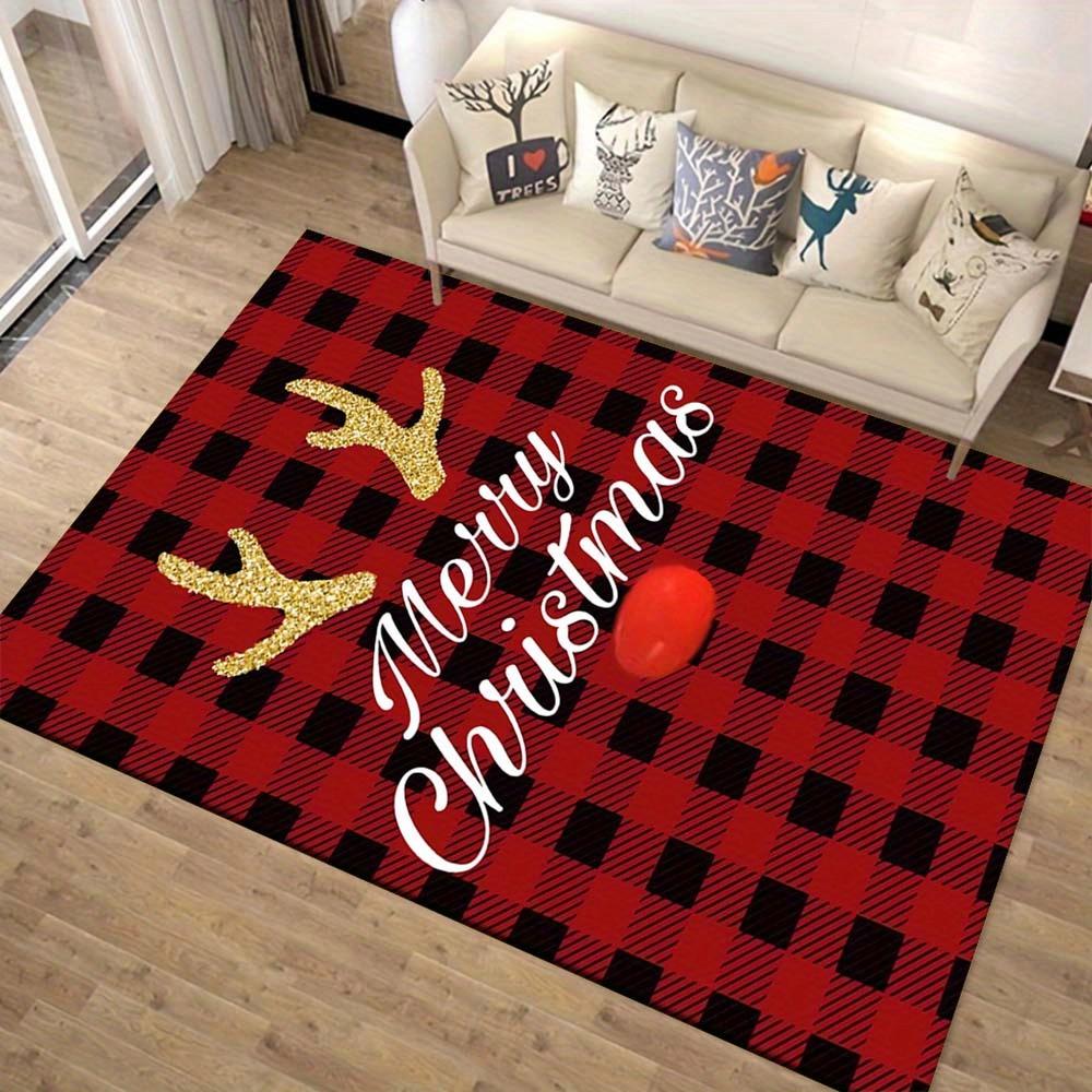 1pc Merry Christmas Area Rug, Slip-Resistant, Easy-Clean, Stain-Resistant, Perfect for Cozy Living Rooms, Bedrooms, Kitchens, Offices, and H