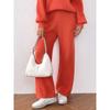 Woven Autumn Winter Woolen Trousers Casual Straight Wide Leg Mid-high Waist Warm Trousers