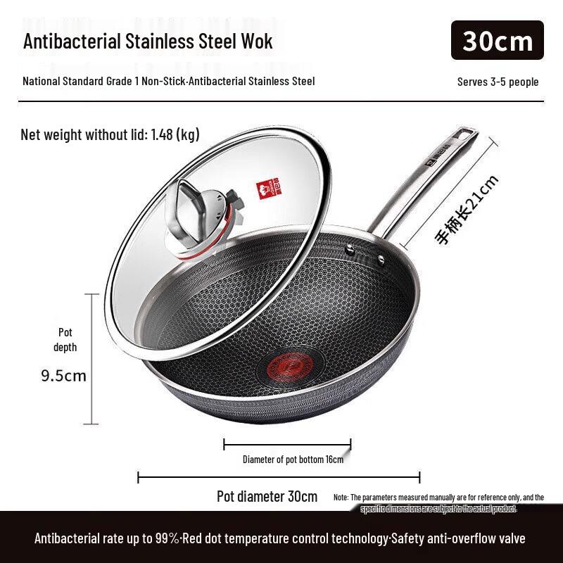 Kangbahe 30cm Non-Stick Stainless Steel Wok