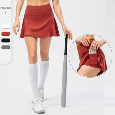 Jupe courte de tennis respirante robes trapèze jupe courte femme jupe de sport jupes taille haute décontractées jupe double à séchage rapide avec poches