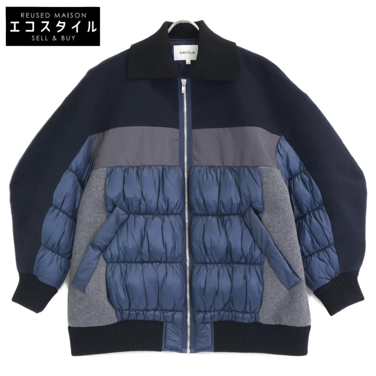 

ENFOLD 22AW 300FA230-1930 Темно-синяя куртка-блузон из мягкой меланжевой шерсти ягненка 36 Темно-синий Б/У