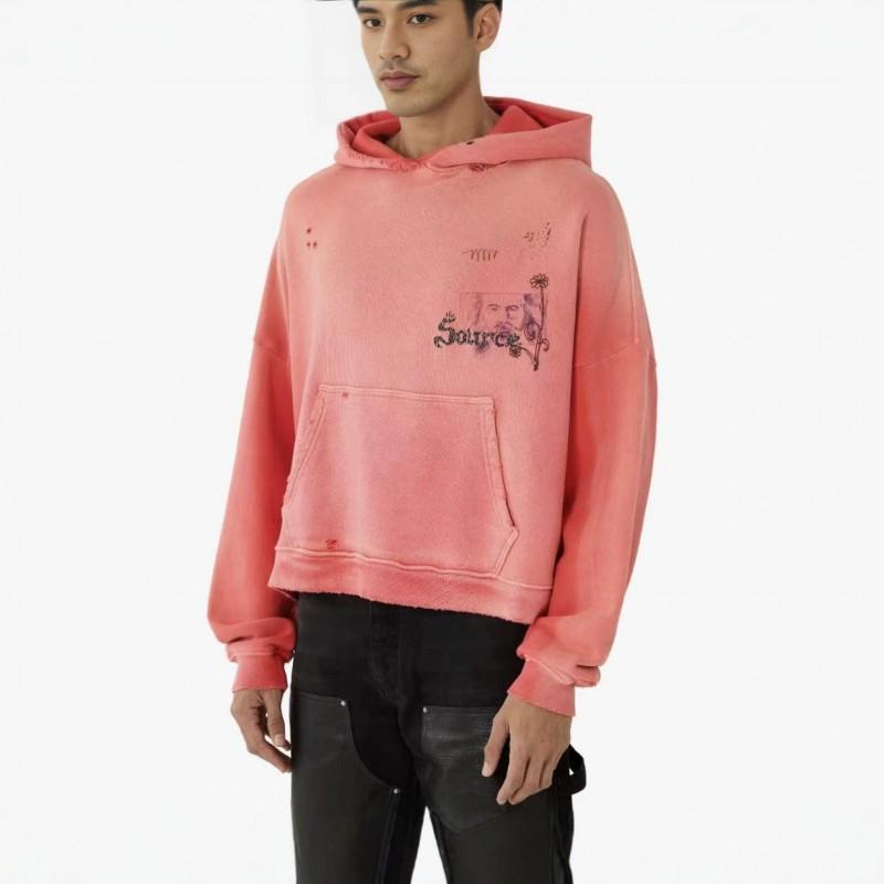 Mens Oversized Distressed Washed Hoodie Streetwear Casual Long Sleeve Cotton Sweatshirt 2026