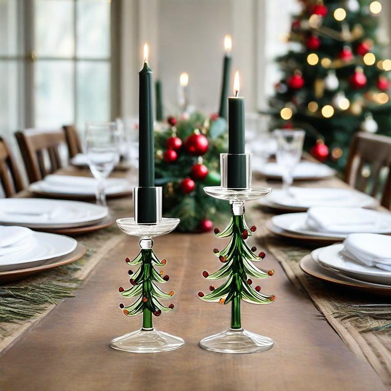 1PC Green Party Glass Candlesticks Nordic 2-in-1 Glass Candle Holder Vintage Multiple Options Available