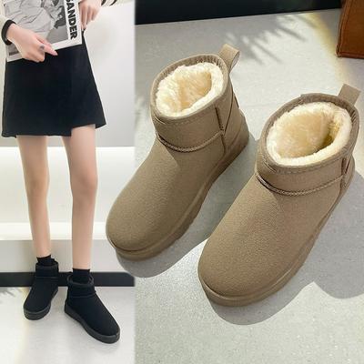 Schneestiefel Damen Kurzer Schaft Verdickte Baumwollschuhe Rutschfest Winter Neue Schuhe Student Damen Schuhe 2023 Schwarze Stiefel