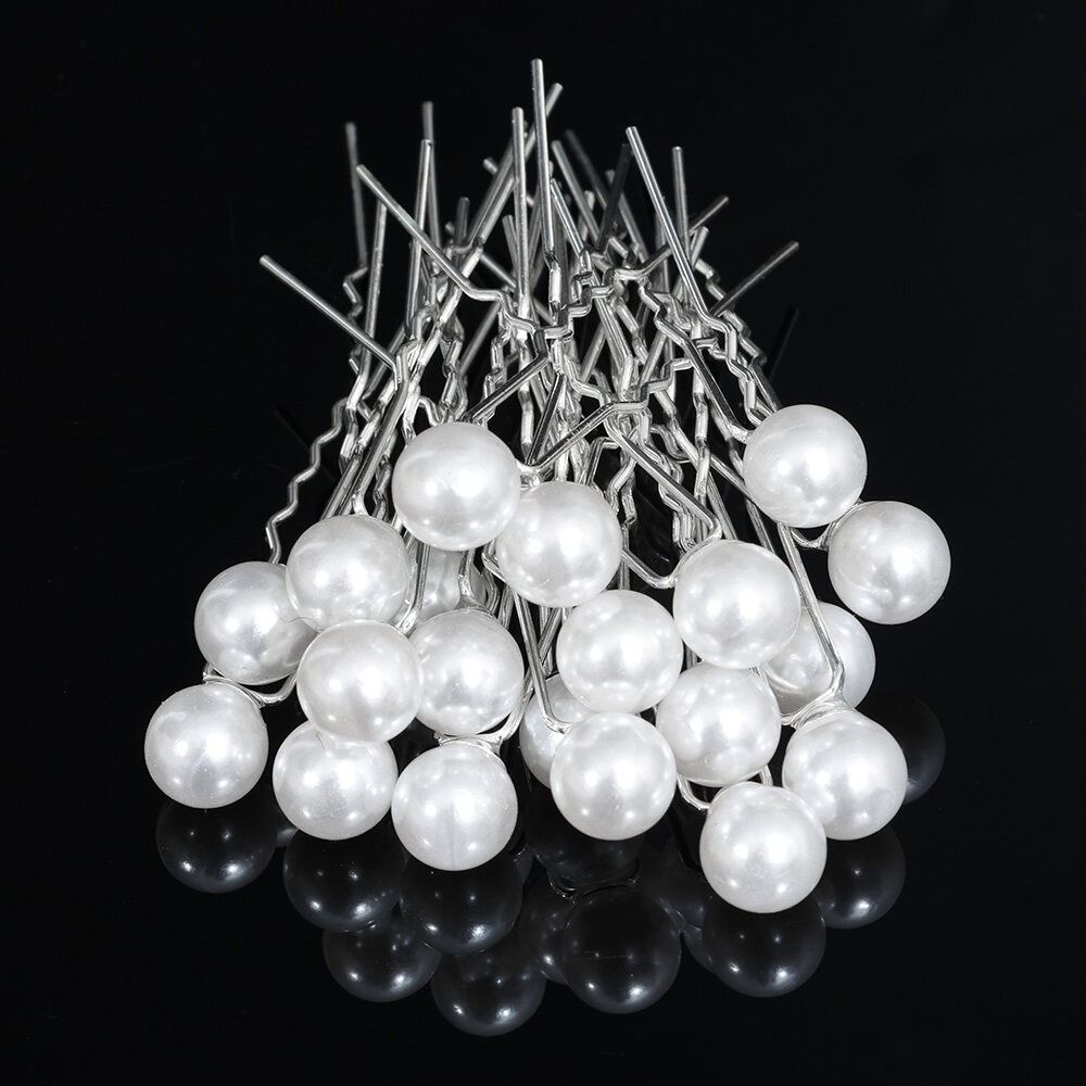 

Hairstyle Design Tools Wedding Hairpins U-shaped Pearl Pin Bridal Hair Jewelry Rhinestone Hair Clip B-20pcs