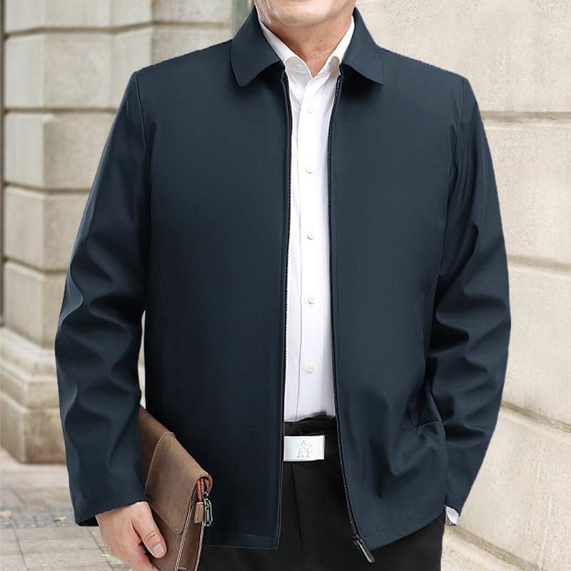 Men's Jacket Fleece Thickened Jacket Dad Cotton Coat Warm Loose Autumn and Winter